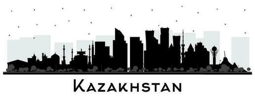Kasachstan Stadt Horizont Silhouette mit schwarz Gebäude isoliert auf Weiß. Konzept mit modern die Architektur. Kasachstan Stadtbild mit Sehenswürdigkeiten. vektor