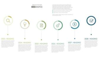 Zeitleiste Diagramm Vorlage Infografik Präsentation Stil Anzeige. 6 Schritt Ziel vektor