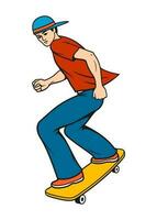 jung Mann Fahrten auf Skateboard. Vektor Clip Art.