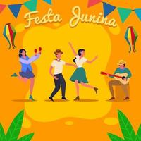 karaktärer av människor firar festa junina vektor