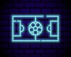 Live Fußball Leuchtreklame Vektor. Live-Fußball-Logo Neon, Design-Vorlage Emblem, Online-Fußball-Symbol, Licht Banner, helle Nacht Fußball Werbung, europäisches Fußball-Zeichen. Vektorillustration lokalisiert auf Backsteinmauer. vektor