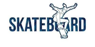 Skateboard Text Schriftart Design Karikatur Grafik Vektor