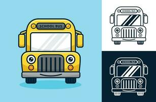 leende skola buss. vektor tecknad serie illustration i platt ikon stil