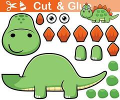 vektor illustration av stegosaurus tecknad serie. utbildning papper spel för barn. Skära ut och limning