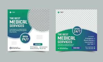 medicinsk social media posta design för företag befordran sjukhus baner mall vektor