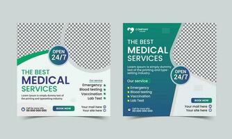 medizinisch Sozial Medien Post Design zum Geschäft Beförderung Krankenhaus Banner Vorlage vektor