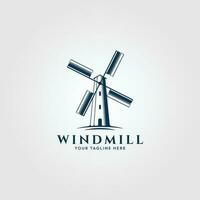 Windmühle Jahrgang Logo, Vektor Symbol Illustration Design Vorlage