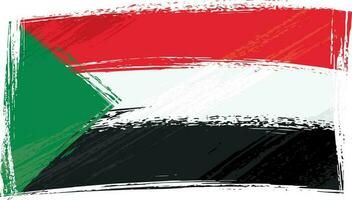 sudan nationell flagga skapas i grunge stil vektor