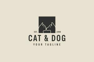 Katze und Hund Logo Vektor Symbol Illustration