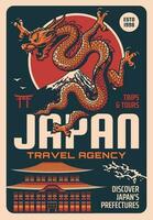 Japan Reise Agentur Vektor retro Poster asiatisch Ausflug