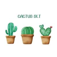 Aquarell handgezeichnetes Kaktusset vektor