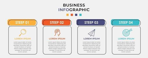 minimal affärslinje infographics mall tidslinje med fyra steg alternativ och marknadsföring ikoner vektor
