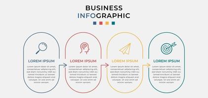 minimal affärslinje infographics mall tidslinje med fyra steg alternativ och marknadsföring ikoner vektor