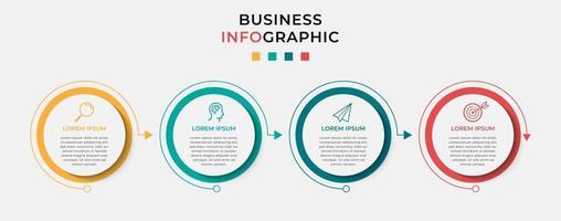 minimal affärslinje infographics mall tidslinje med fyra steg alternativ och marknadsföring ikoner vektor