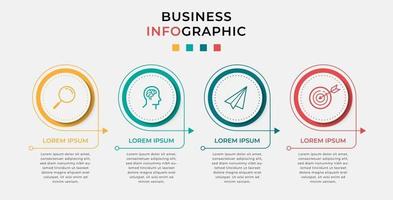 minimal affärslinje infographics mall tidslinje med fyra steg alternativ och marknadsföring ikoner vektor