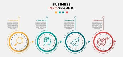 minimal affärslinje infographics mall tidslinje med fyra steg alternativ och marknadsföring ikoner vektor