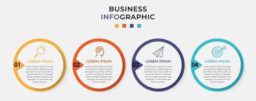 Minimale Zeitleiste für Business-Infografiken mit 4 Schritten, Optionen und Marketing-Symbolen vektor