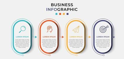 minimal affärslinje infographics mall tidslinje med fyra steg alternativ och marknadsföring ikoner vektor