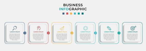 vektor infographic design affärsmall med ikoner och 6 alternativ eller steg