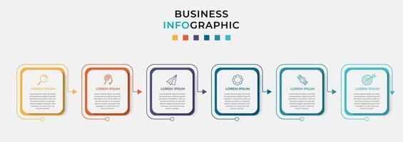 vektor infographic design affärsmall med ikoner och 6 alternativ eller steg