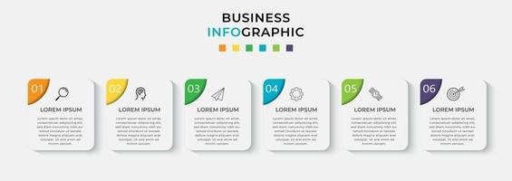 vektor infographic design affärsmall med ikoner och 6 alternativ eller steg