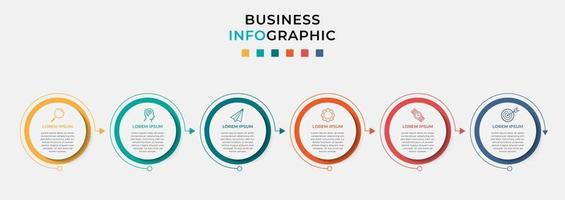 Vektor-Infografik-Design-Geschäftsvorlage mit Symbolen und 6 Optionen oder Schritten vektor