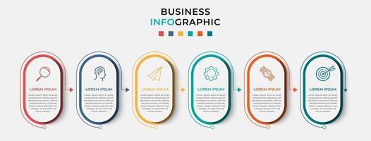 vektor infographic design affärsmall med ikoner och 6 alternativ eller steg