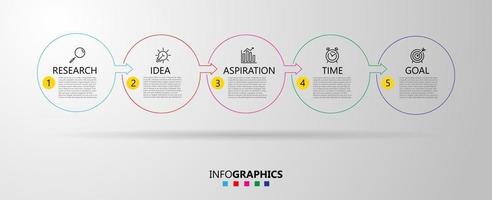 Business infographic design mall vektor med ikoner och 5 alternativ eller steg