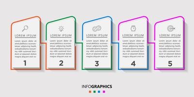 Business infographic design mall vektor med ikoner och 5 alternativ eller steg