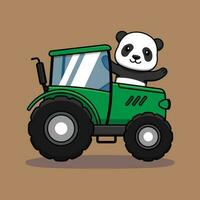 süß Panda Karikatur Charakter Fahren ein Traktor. Vektor Illustration.