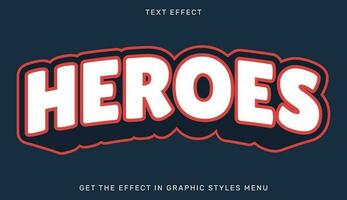 Helden editierbar Text bewirken im 3d Stil vektor