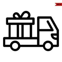 Geschenk Box im LKW Linie Symbol vektor