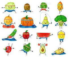 Früchte und Gemüse trainieren, Avocado Brokkoli anf Wassermelone vektor