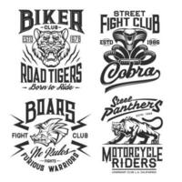 Biker Verein, Motorrad Rennen, Kampf T-Shirt druckt vektor