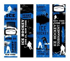 is hockey sport grunge banderoller med team spelare vektor