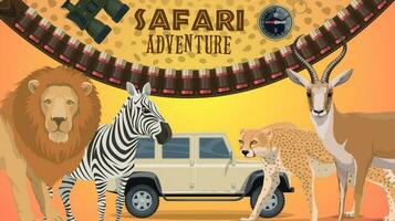 Safari Abenteuer Vektor Poster mit wild Tiere