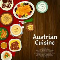 österrikiska kök vektor affisch, måltider av österrike