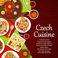 Tschechisch Essen Restaurant Mahlzeit und Getränke Speisekarte Startseite vektor