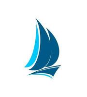 Yacht båt ikon, segla fartyg eller segelbåt silhuett vektor