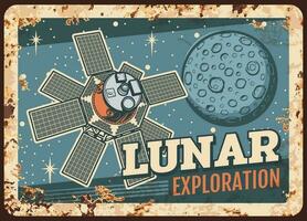 Mond- Erkundung Programm Vektor rostig Metall Teller