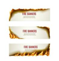 Verbrennung Papier mit Feuer Flammen Vektor Banner