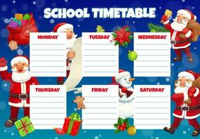 Kinder Weihnachten Schule Zeitplan mit Santa vektor