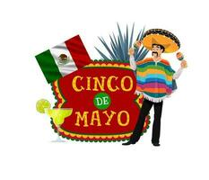 cinco de Mayo Vektor Symbol mit Mexikaner Musiker
