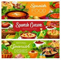 Spanisch Essen Banner, Küche Speisekarte Paella, Tapas vektor