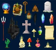 halloween spel tillgångar, ui tecken och ikoner vektor