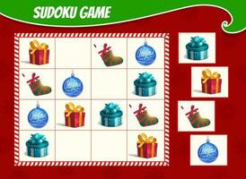 barn sudoku spel med jul gåvor och leksaker vektor