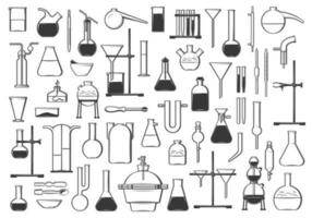 chemisch Prüfung Rohre, Flaschen, Retorte und Werkzeuge vektor