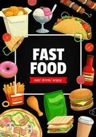 schnell Essen Vektor Straße wegbringen Essen Mahlzeiten Poster