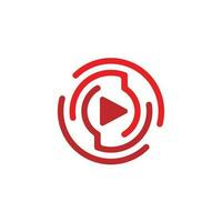 leva strömning media video TV uppkopplad röd Nyheter spela logotyp design symbol vektor