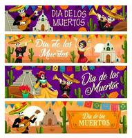 dia de los Muertos Skelette, Tag von tot Banner vektor